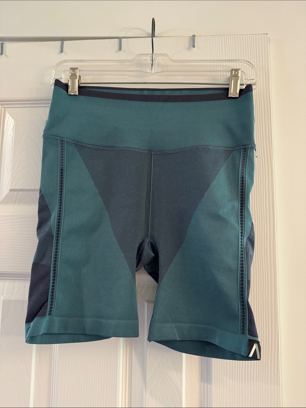 Athleta Teal and Dark Teal High-Rise Bike Shorts